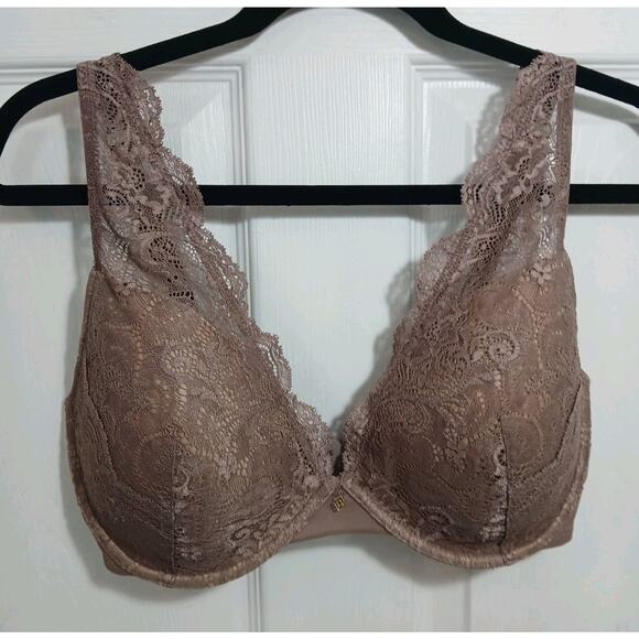 ThirdLove 24/7 Lace Contour Plunge Bra Padded Removable Pads Underwire 34F - Picture 1 of 9